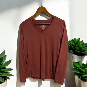 Kuhl Shirt Women’s Size XL Terracotta Britta V Neck Long Sleeve Hiking
